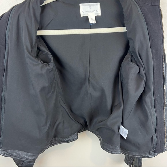 New Caslon Leather Moto Jacket with Removable Hood, Size XS - Picture 9 of 9